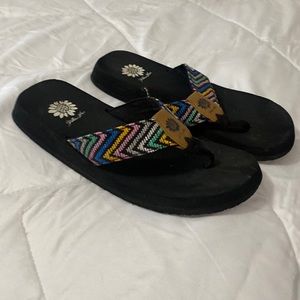Yellow box flip flops